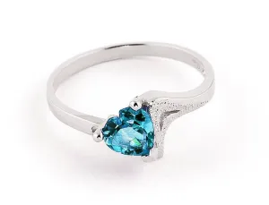 0.95 Carat 14K Solid White Gold Ring Natural Blue Topaz