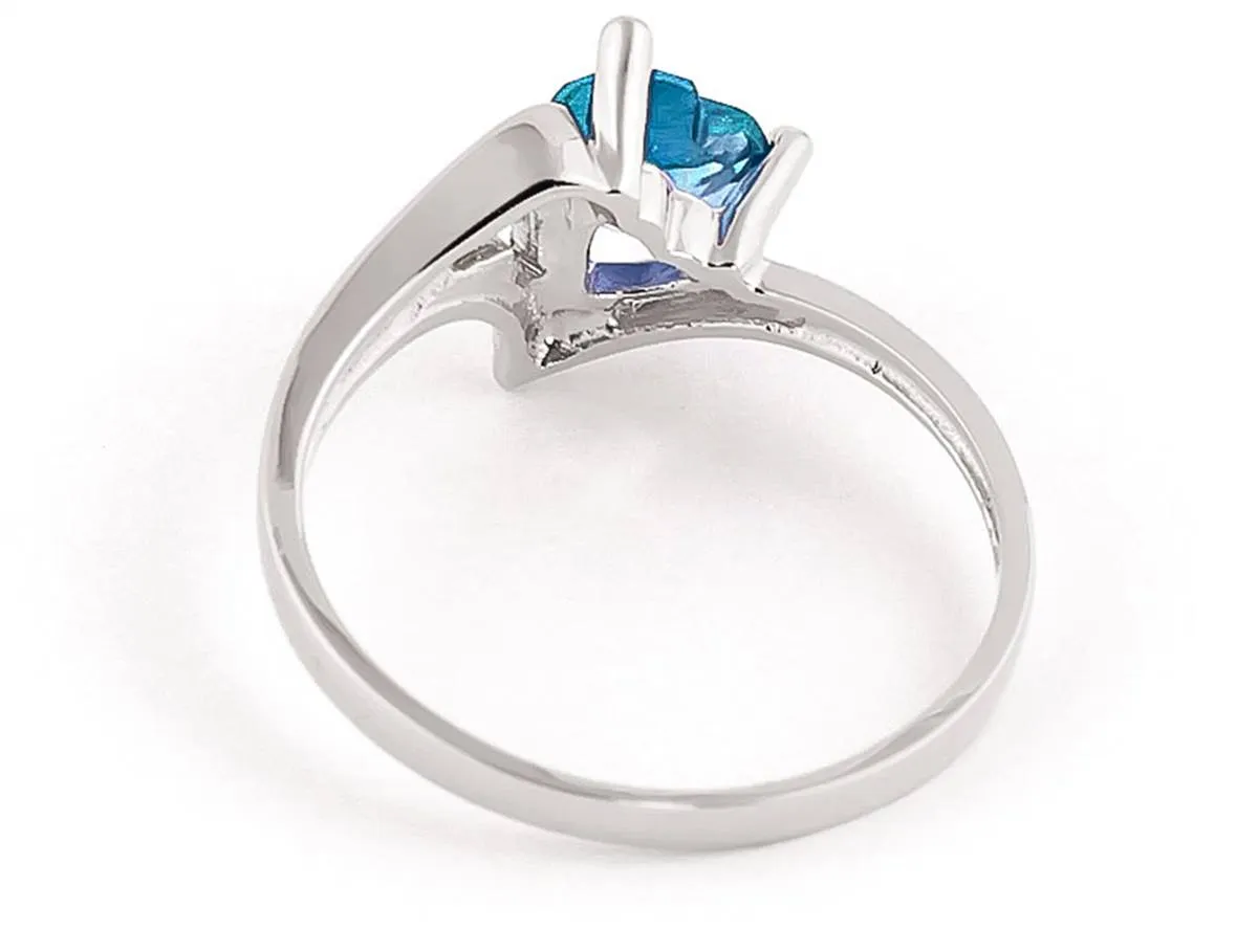 0.95 Carat 14K Solid White Gold Ring Natural Blue Topaz