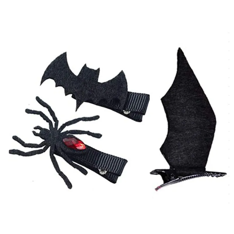 1 Pair Cute Halloween Bat Skeleton Spider Hair Accessory