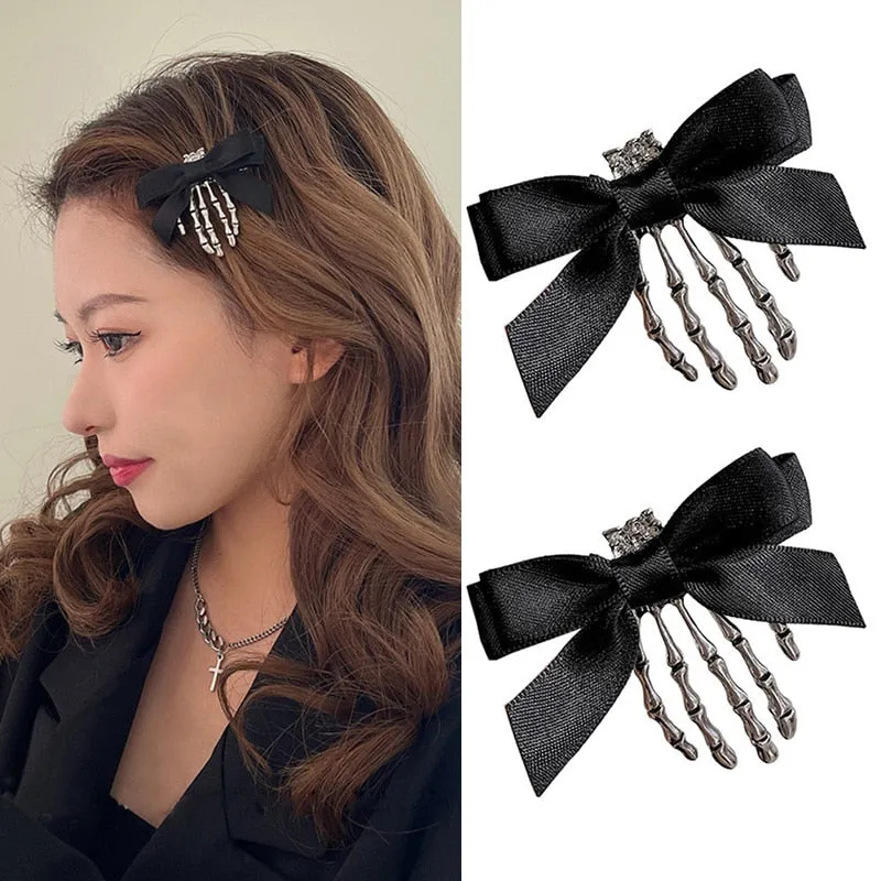 1 Pair Cute Halloween Bat Skeleton Spider Hair Accessory