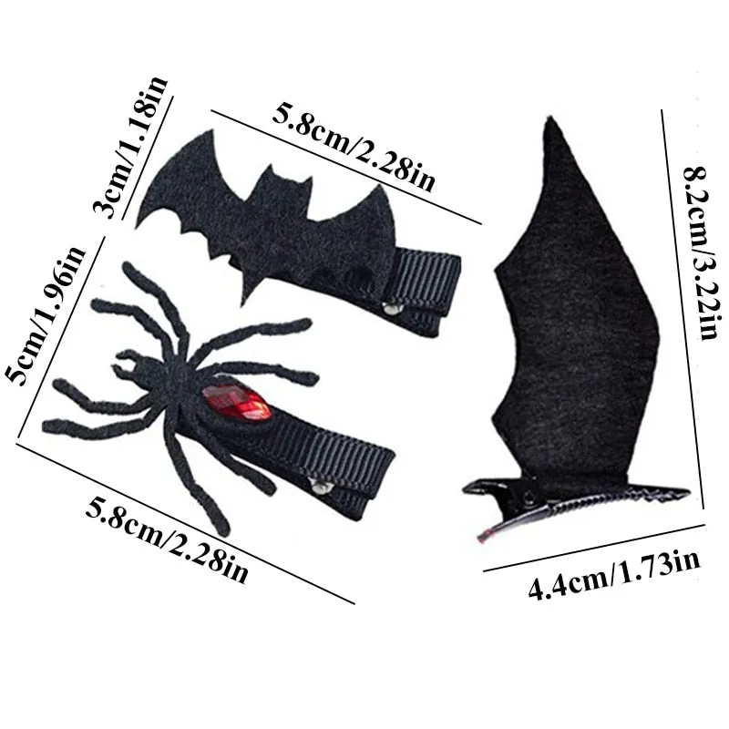 1 Pair Cute Halloween Bat Skeleton Spider Hair Accessory