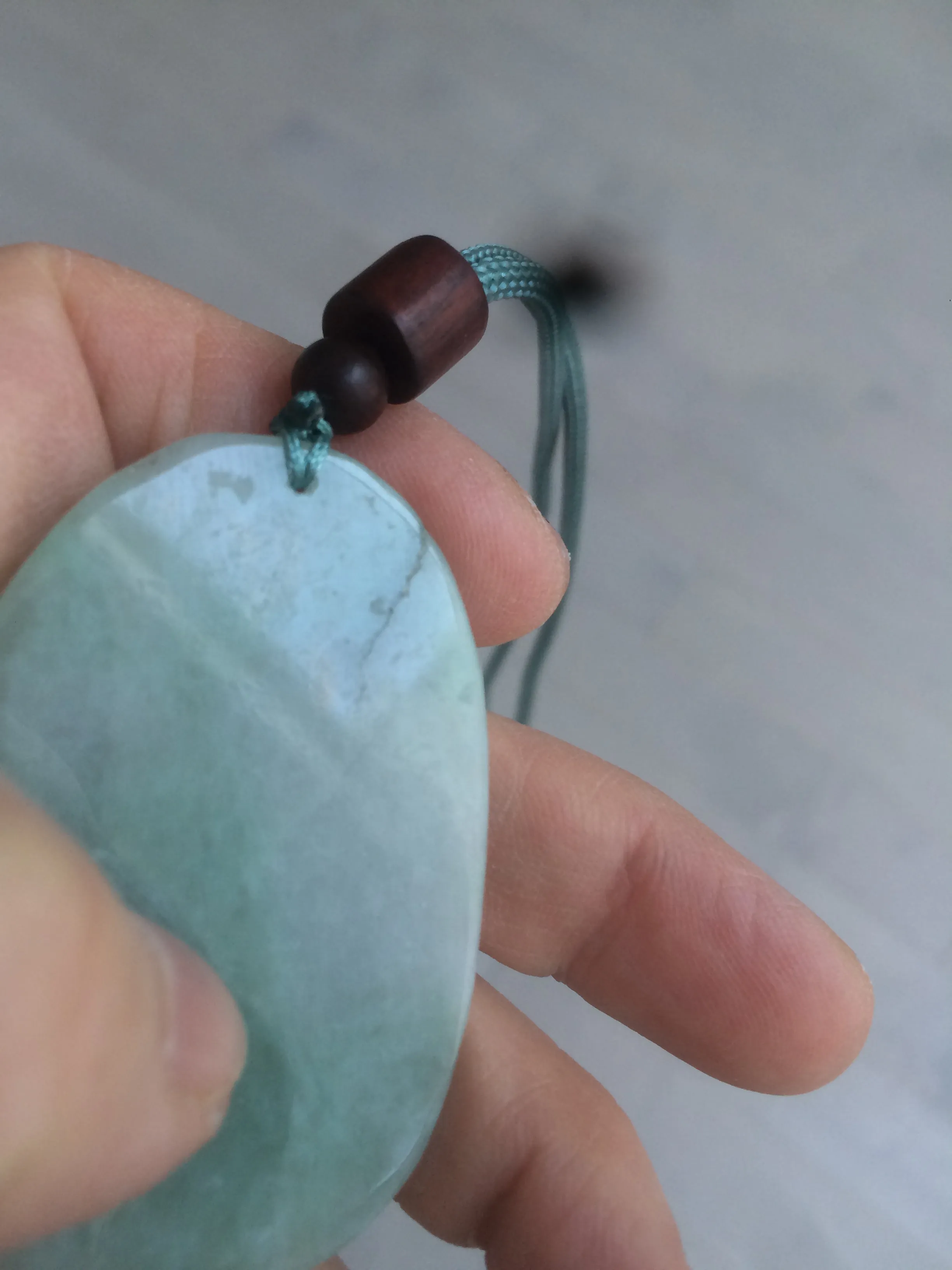 100% natural light green/white Guanyin (降魔观音)jadeite jade necklace AF36