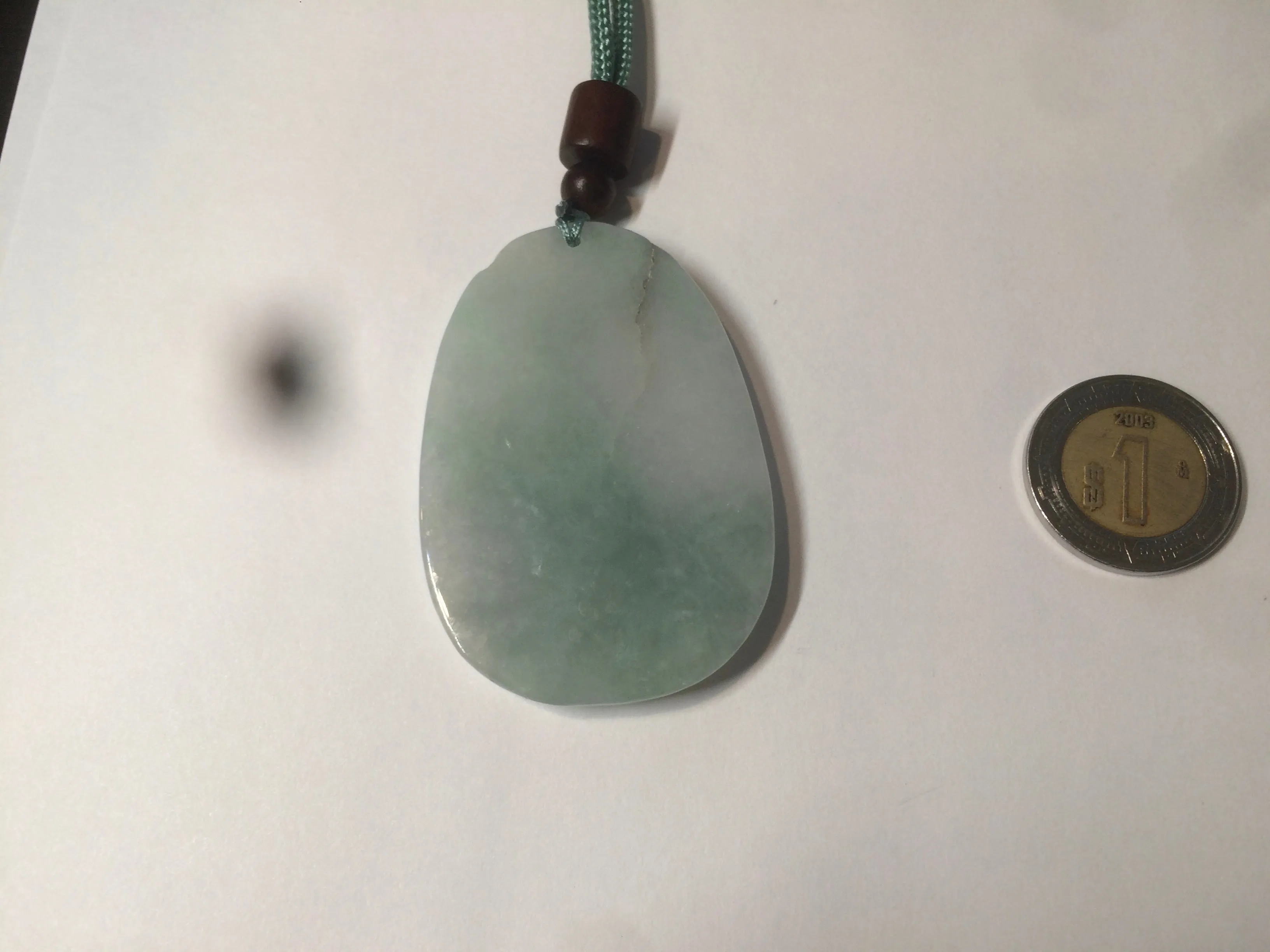 100% natural light green/white Guanyin (降魔观音)jadeite jade necklace AF36