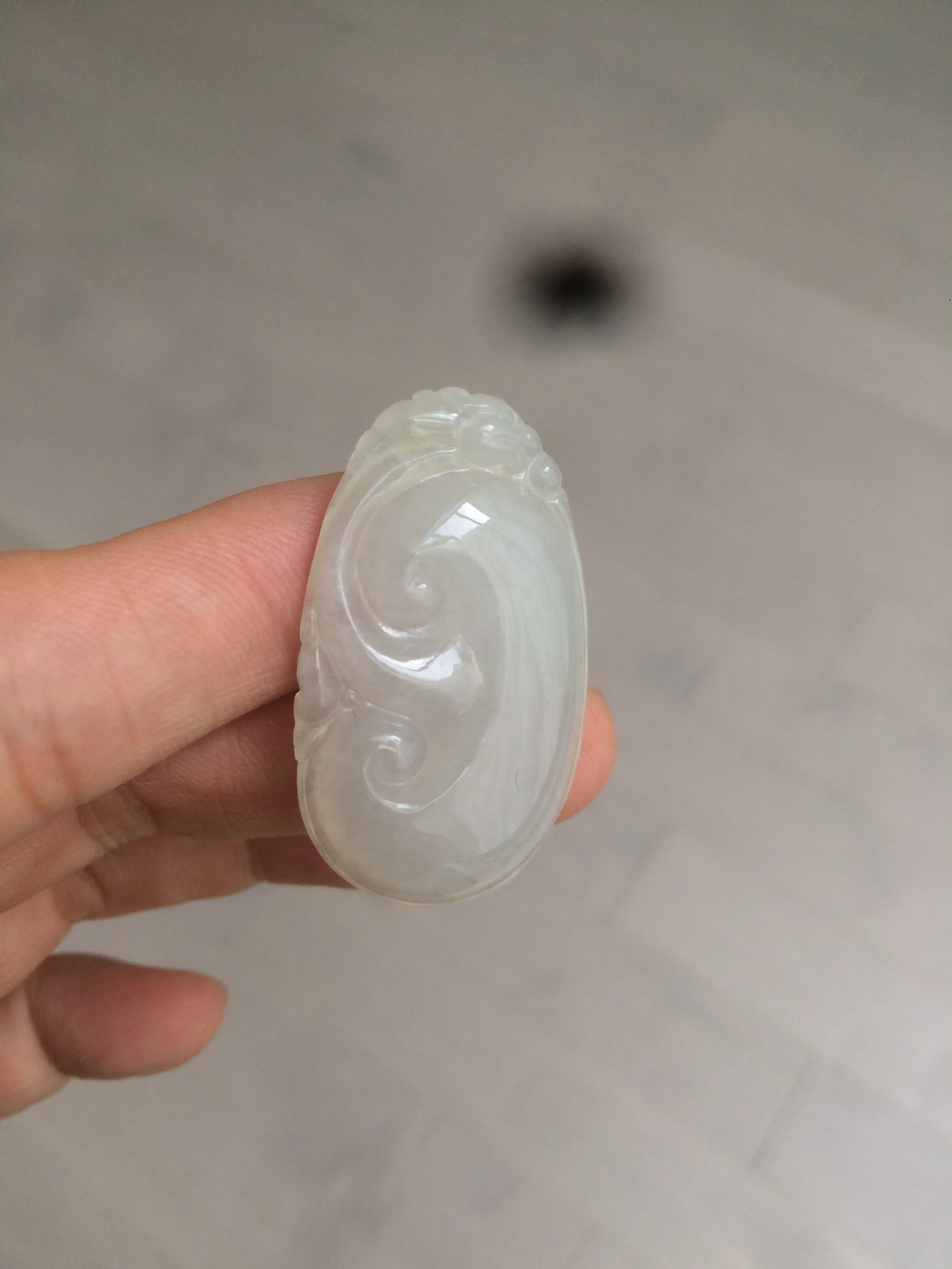 100% Natural type A icy watery fine texture Jadeite Jade RuYi(如意) pendant AY21