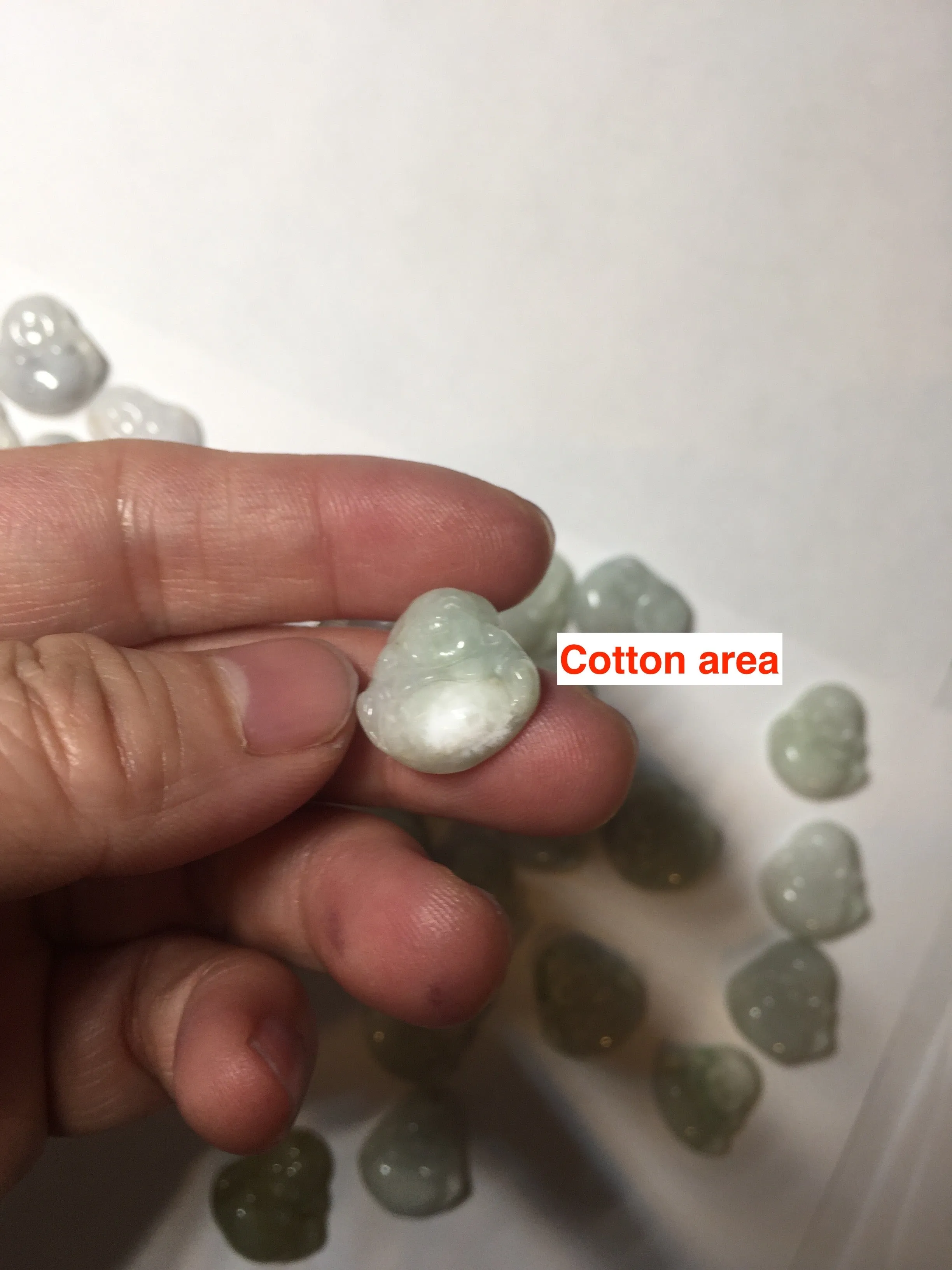 100% Natural type A light green white small happy buddha (拇指佛) jadeite Jade pendnat group F132