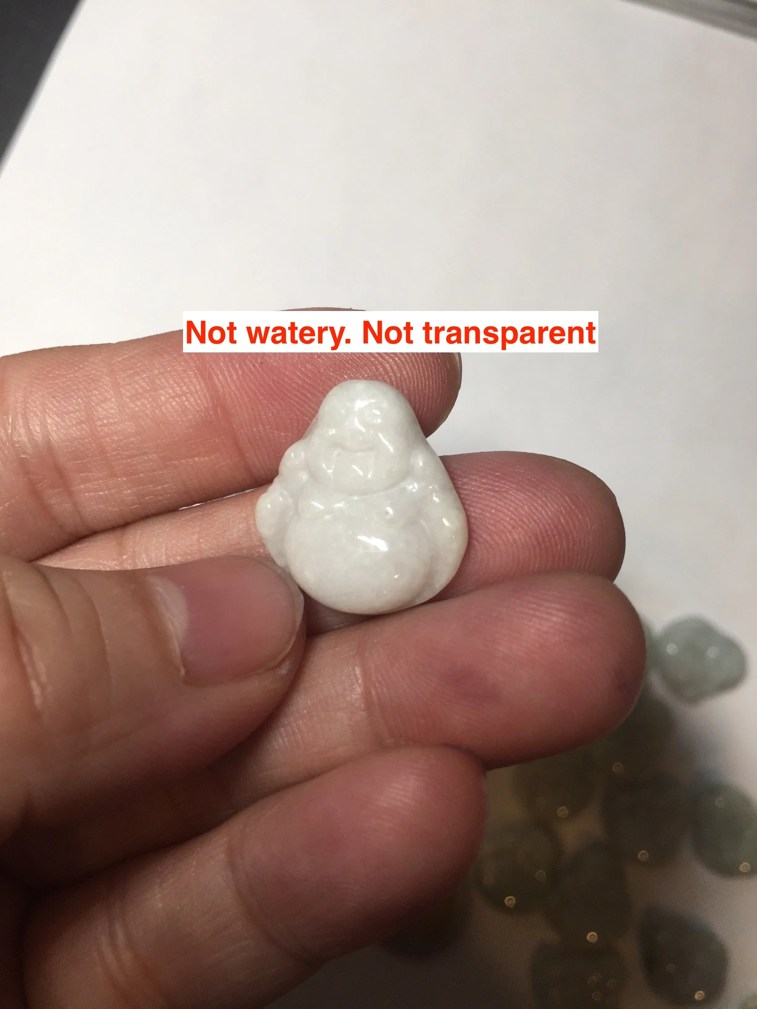 100% Natural type A light green white small happy buddha (拇指佛) jadeite Jade pendnat group F132