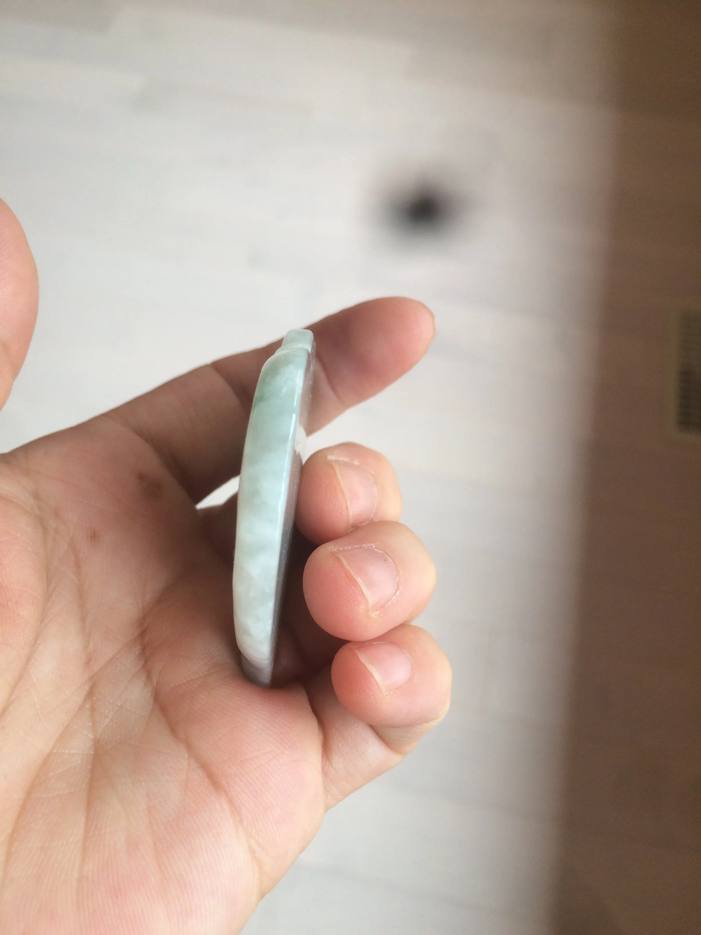 100% Natural type A light green/white concentric hearts/pinky promise(执子之手，与子偕老) jadeite Jade pendant necklace AZ74
