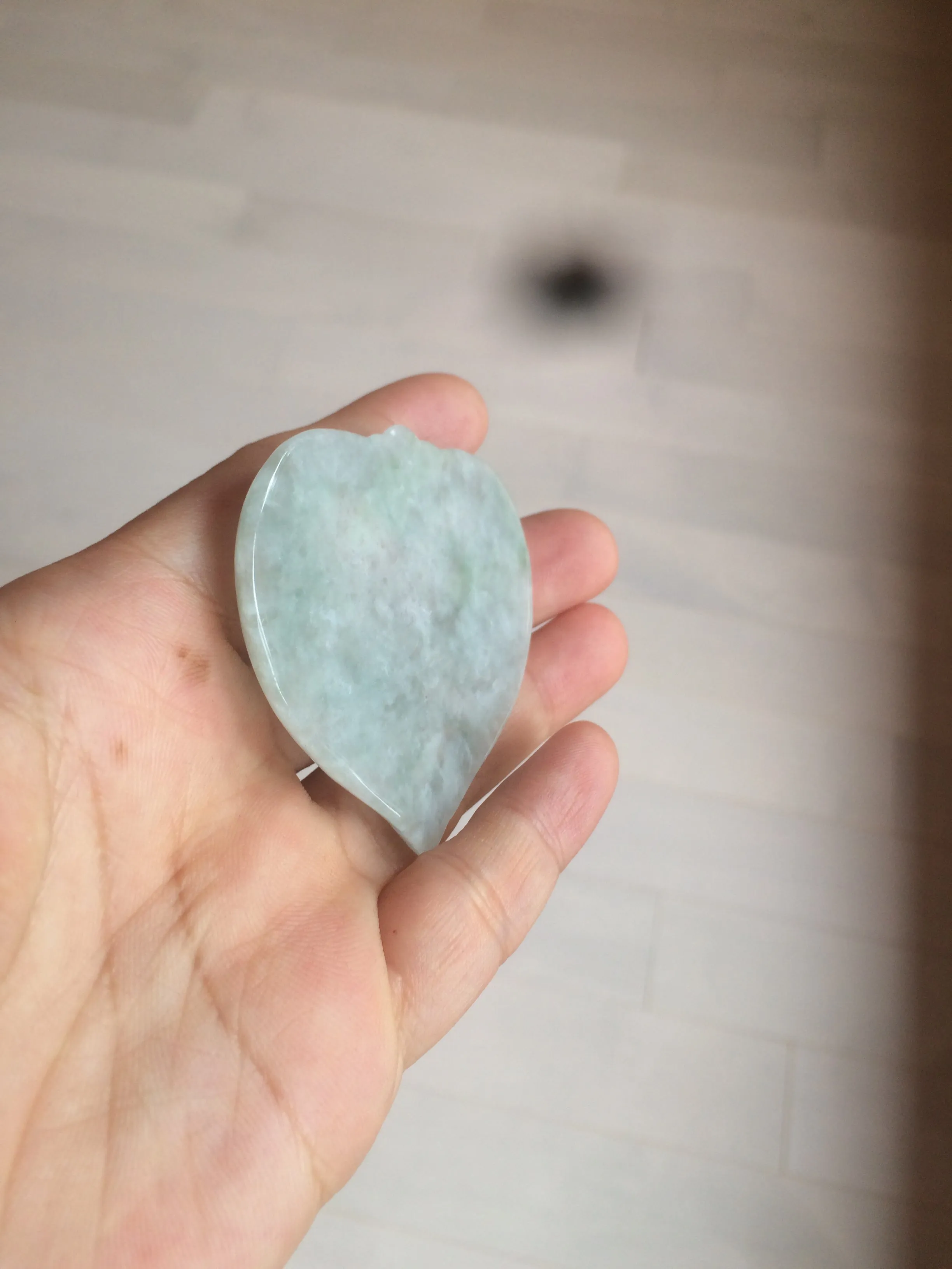 100% Natural type A light green/white concentric hearts/pinky promise(执子之手，与子偕老) jadeite Jade pendant necklace AZ74