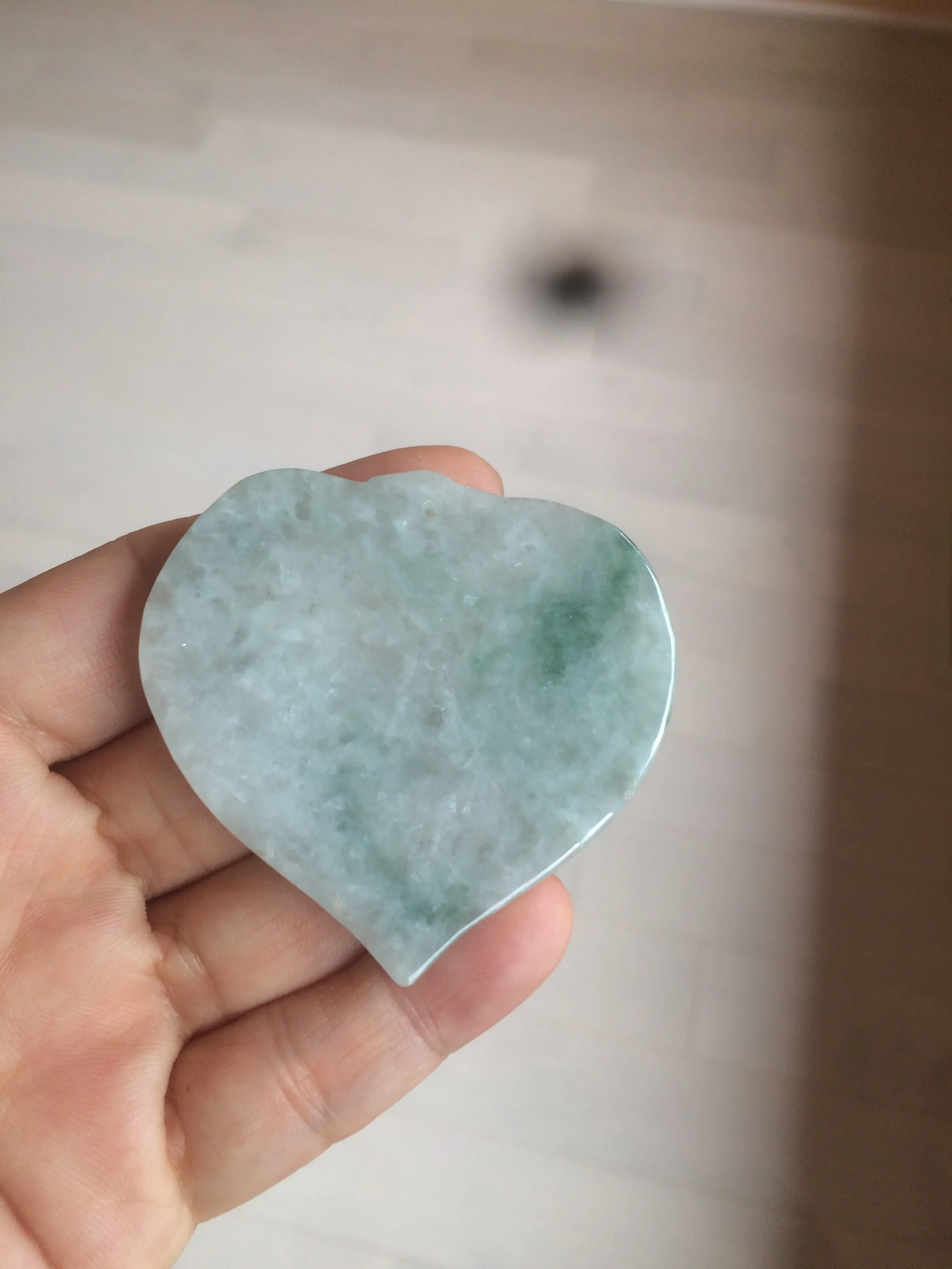 100% Natural type A light green/white concentric hearts/pinky promise(执子之手，与子偕老) jadeite Jade pendant necklace AZ74