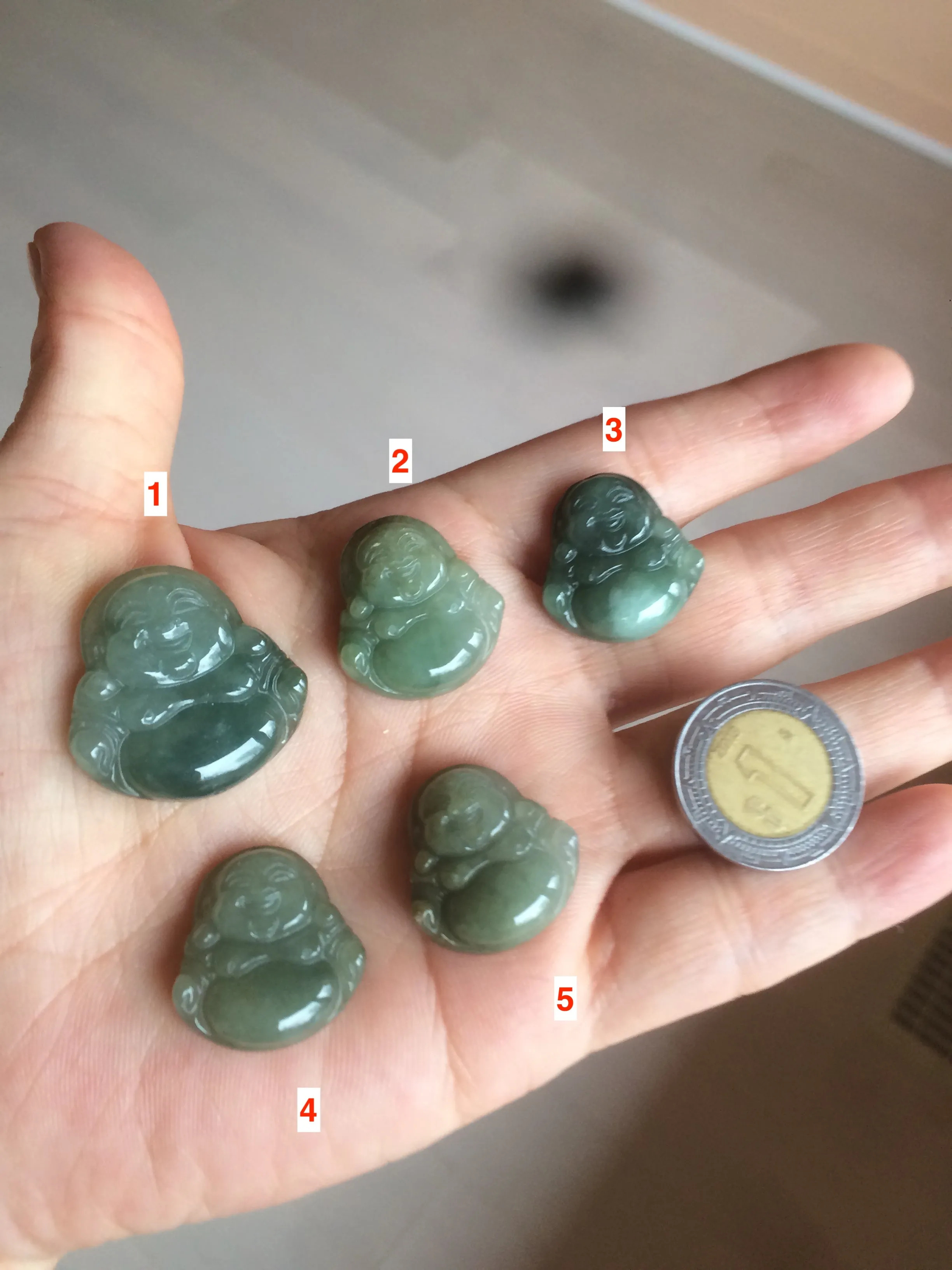100% Natural type A oily dark green/gray/black small happy buddha jadeite Jade pendant necklace AQ52 add on item