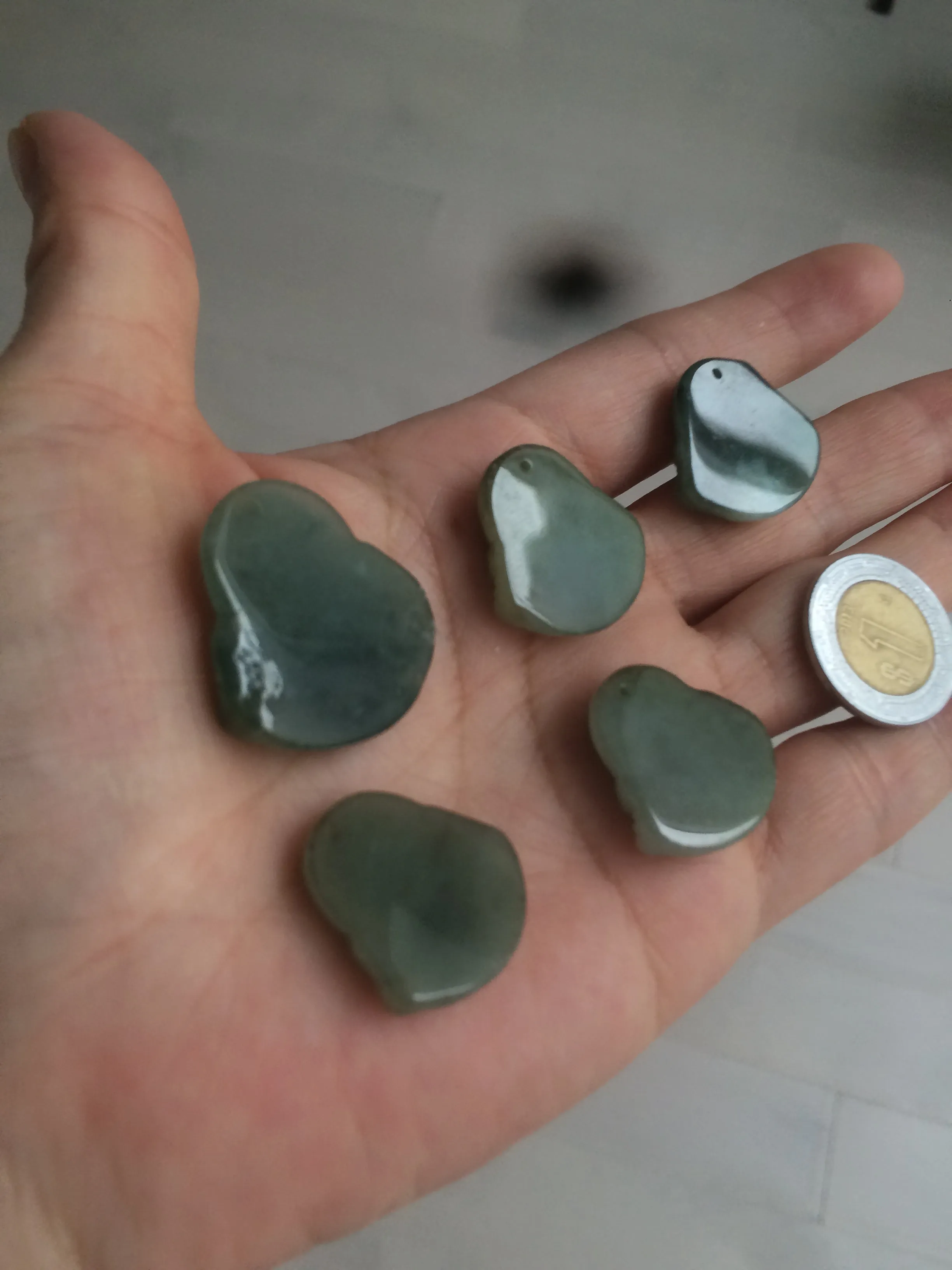 100% Natural type A oily dark green/gray/black small happy buddha jadeite Jade pendant necklace AQ52 add on item