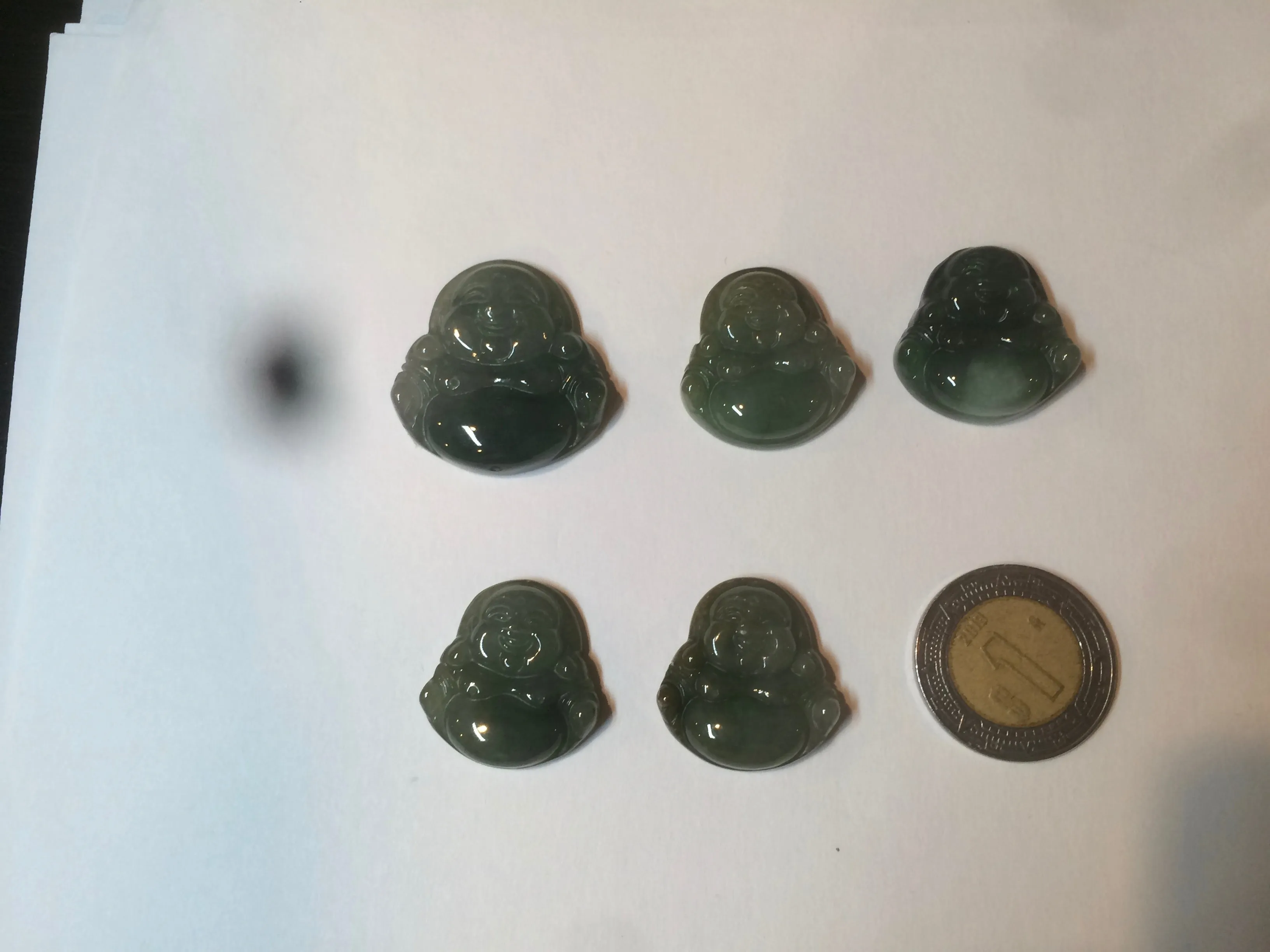 100% Natural type A oily dark green/gray/black small happy buddha jadeite Jade pendant necklace AQ52 add on item