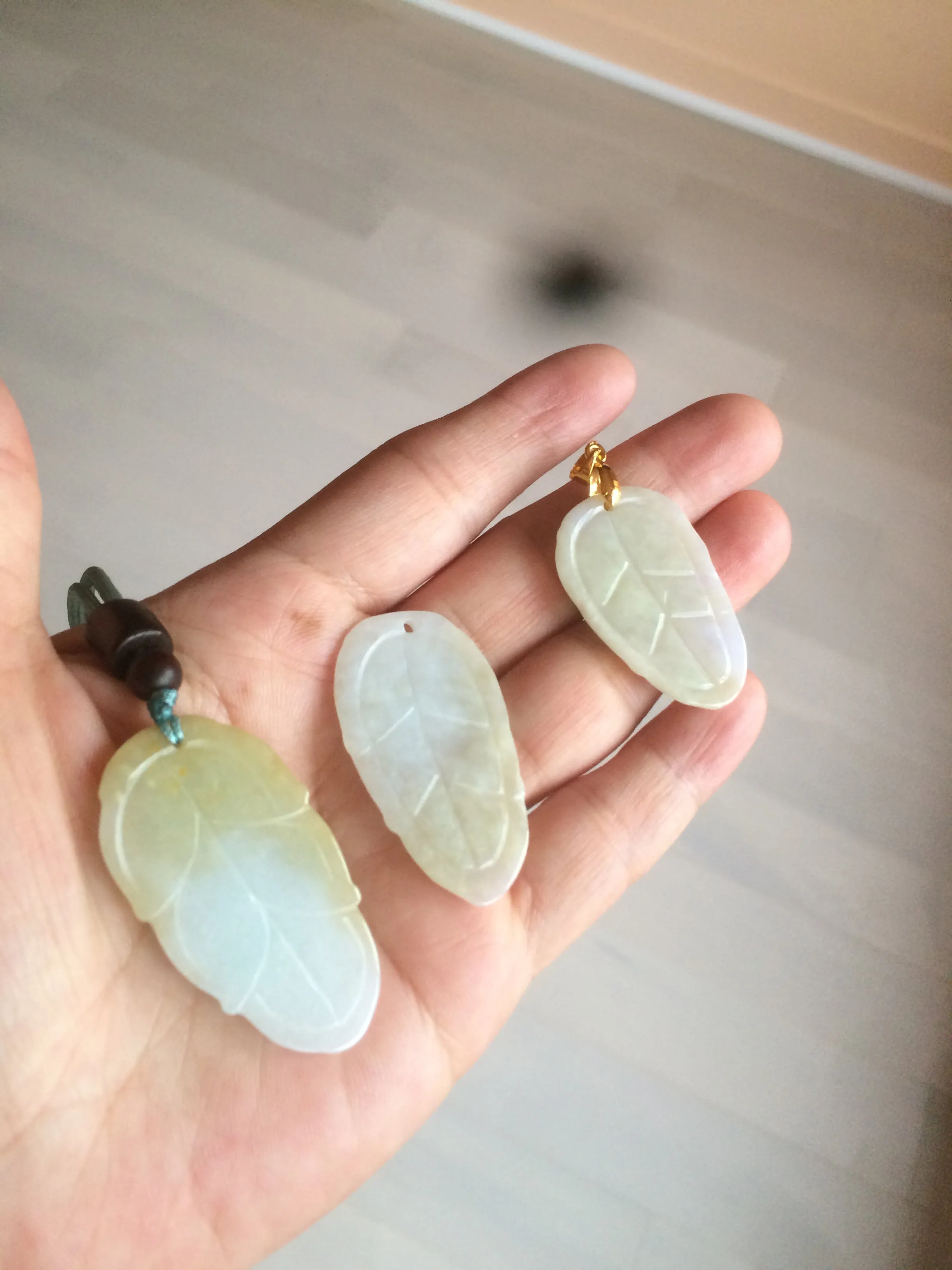 100% natural type A yellow/purple jadeite jade leaf pendant necklace group AQ58