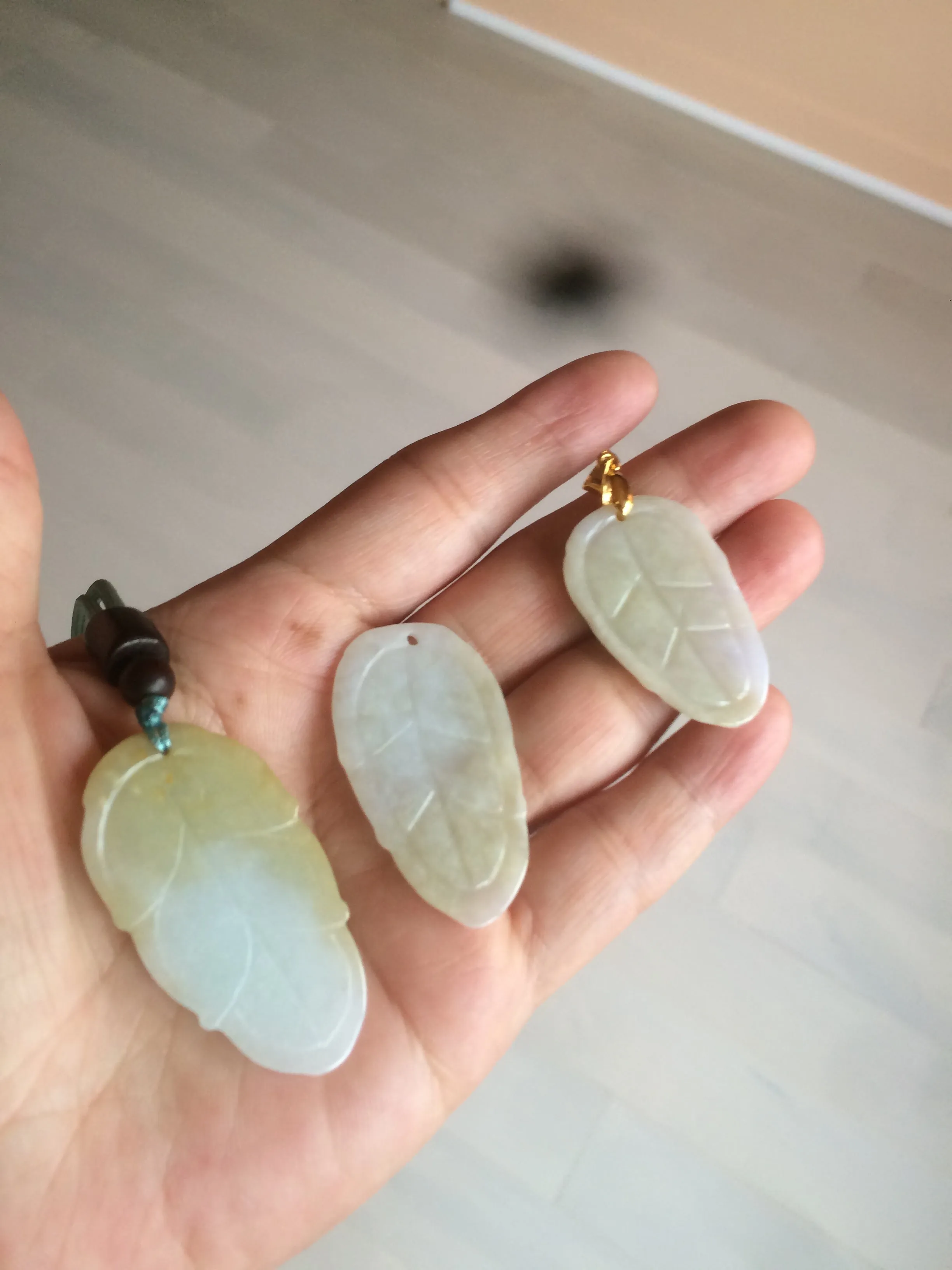 100% natural type A yellow/purple jadeite jade leaf pendant necklace group AQ58