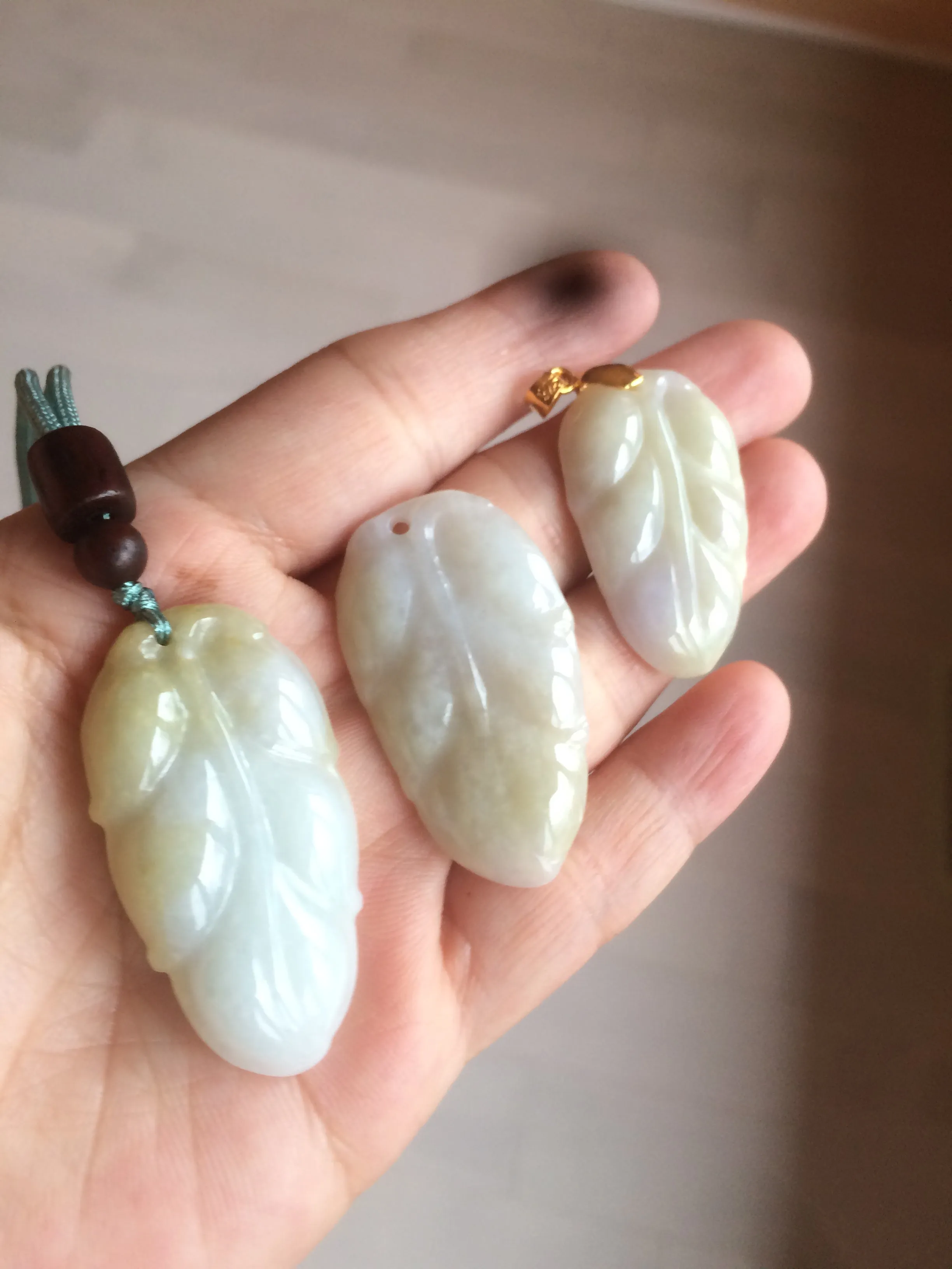 100% natural type A yellow/purple jadeite jade leaf pendant necklace group AQ58