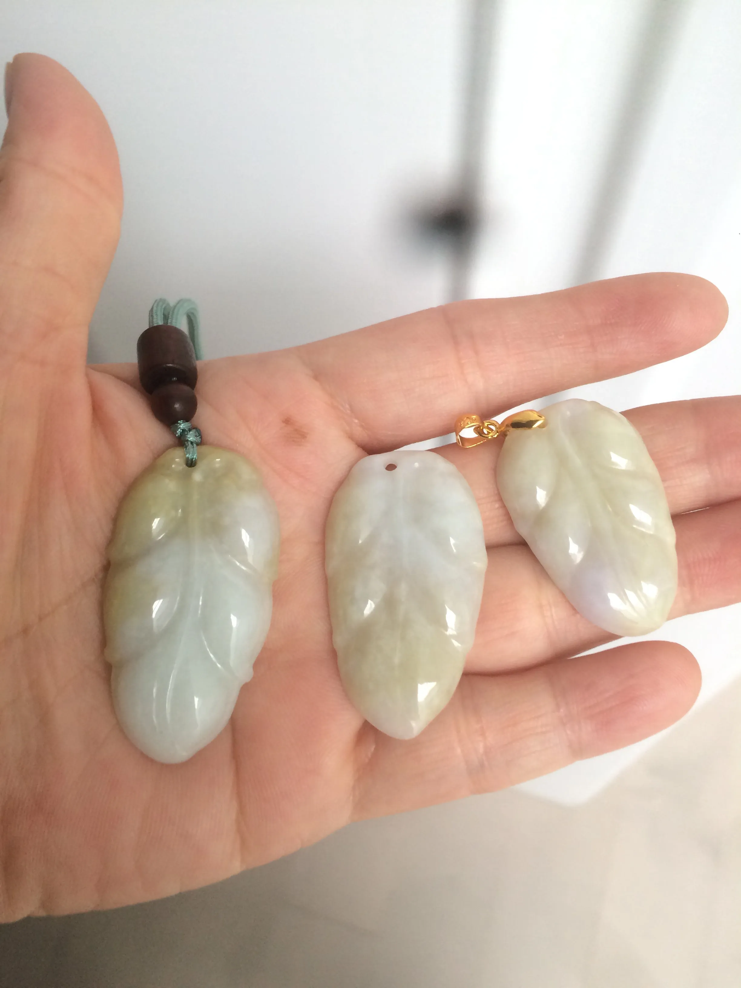 100% natural type A yellow/purple jadeite jade leaf pendant necklace group AQ58