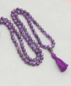 108 Beads Knotted Amethyst Meditation Mala