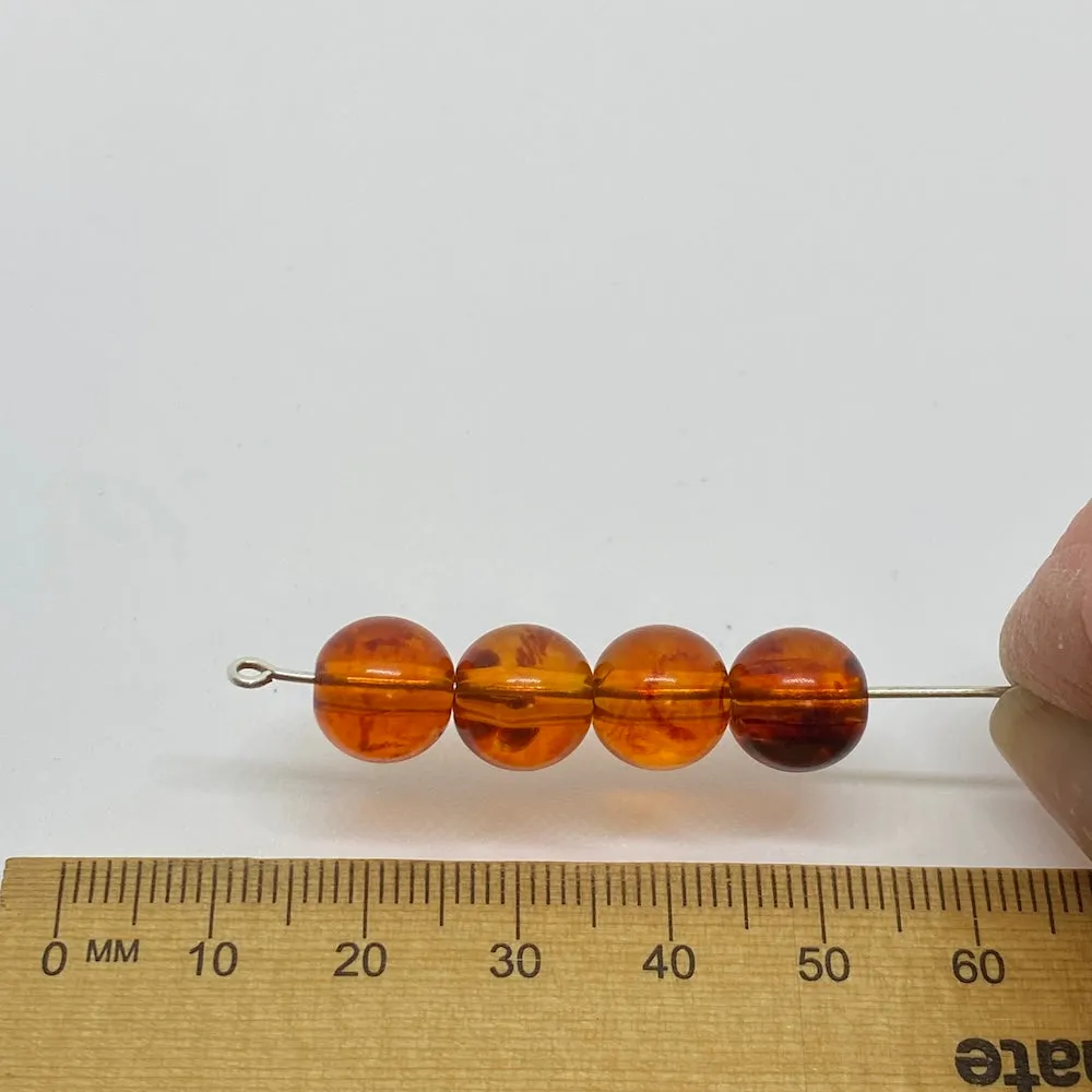 10mm Round Beads (25) - Cherry - Amber Look Vintage Beads
