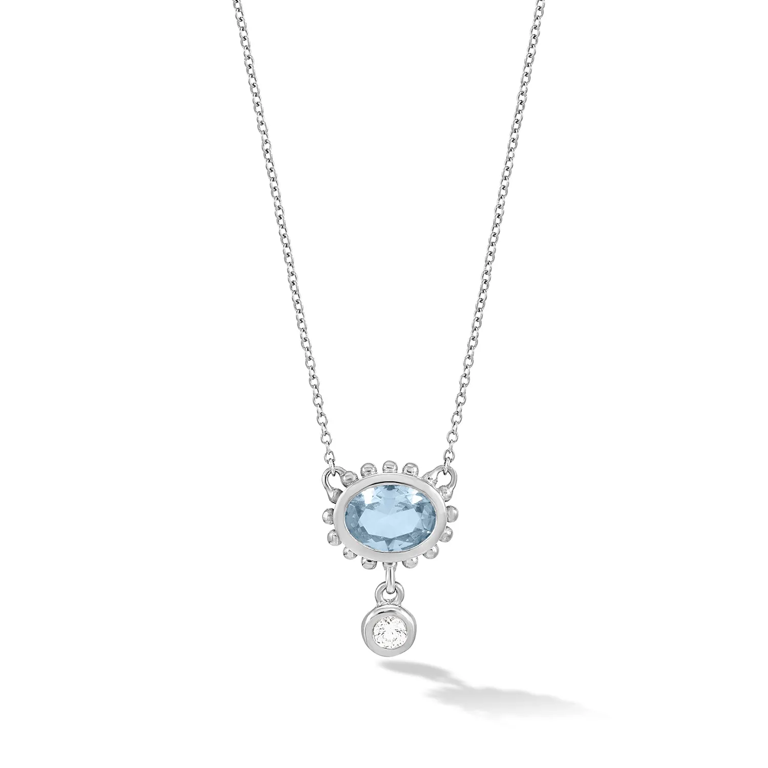 14k Gold Anemone Pendant with Blue Topaz & Diamond