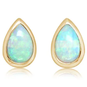 14k Gold Australian Opal Stud Earrings