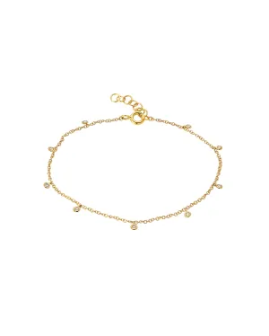 14k Gold Drop Bezel Anklet