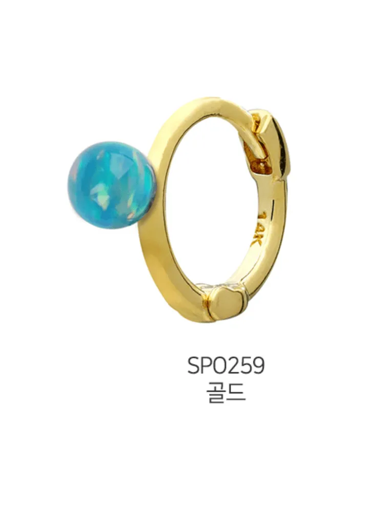 14k Solid Gold Opal Ball XS Huggies Piercing Earring