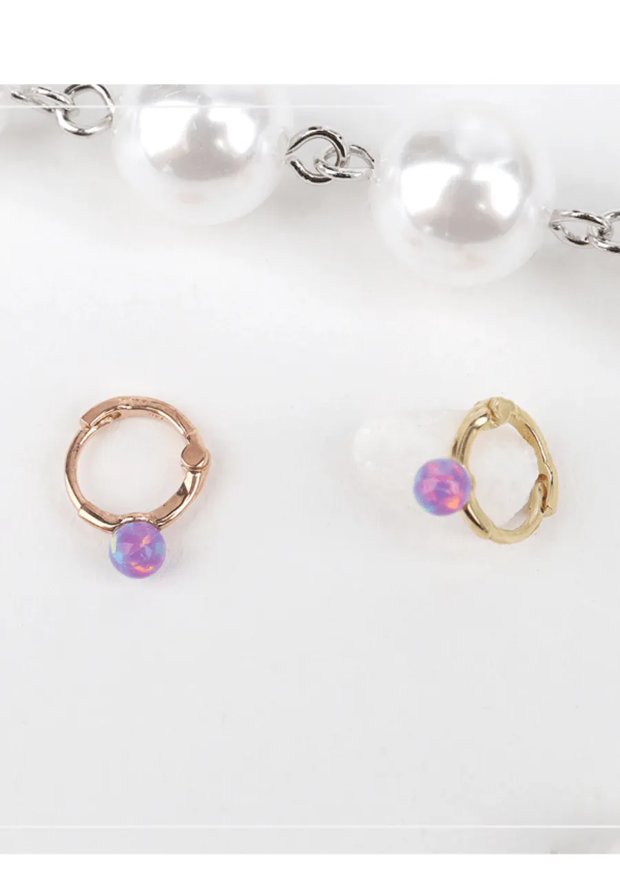 14k Solid Gold Opal Ball XS Huggies Piercing Earring