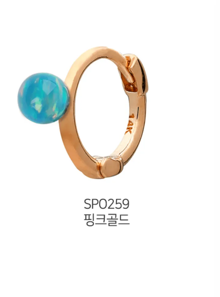 14k Solid Gold Opal Ball XS Huggies Piercing Earring