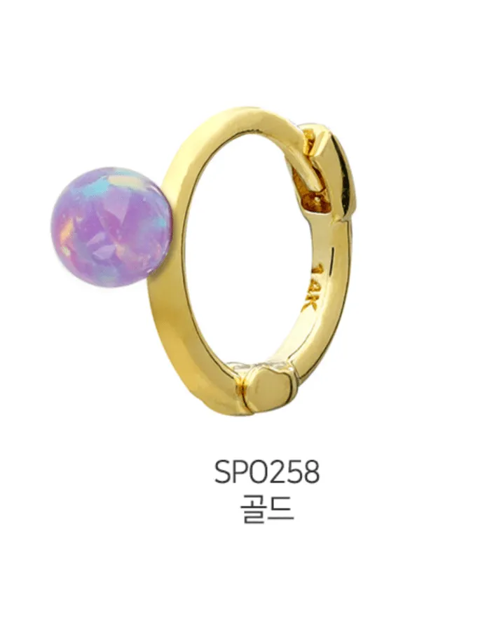 14k Solid Gold Opal Ball XS Huggies Piercing Earring