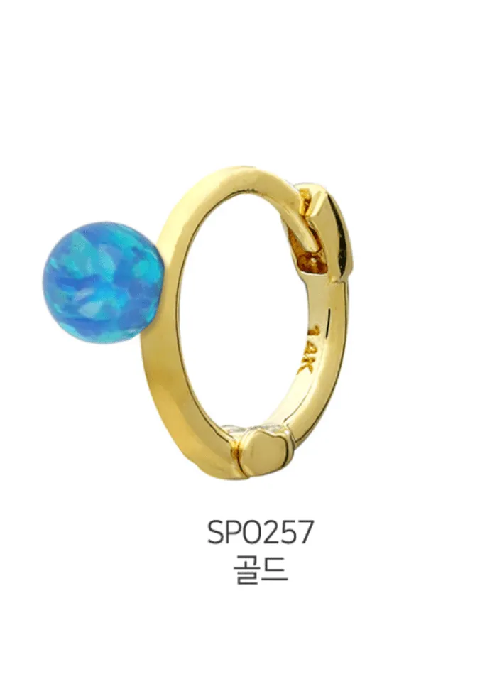 14k Solid Gold Opal Ball XS Huggies Piercing Earring