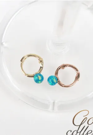 14k Solid Gold Opal Ball XS Huggies Piercing Earring