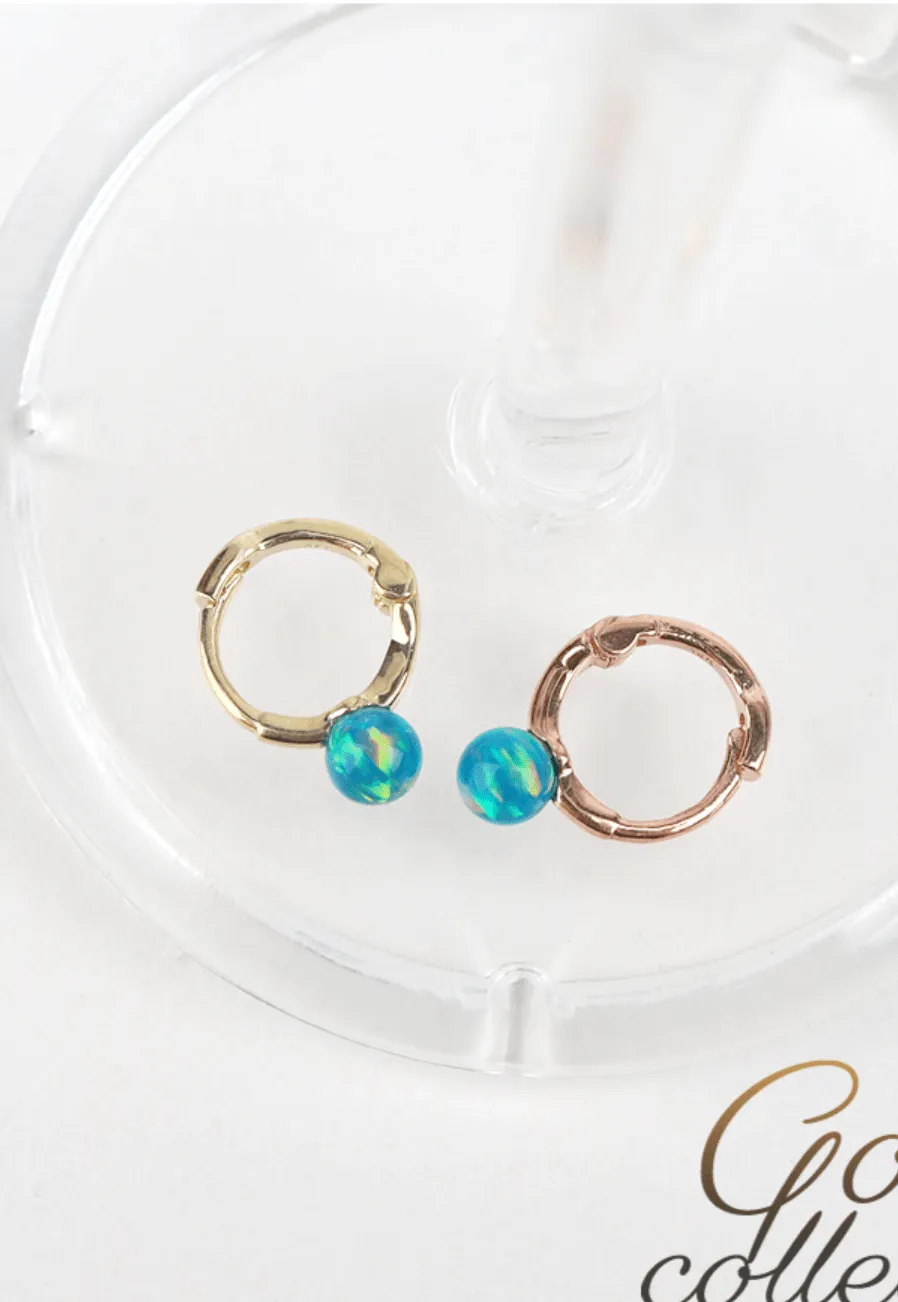 14k Solid Gold Opal Ball XS Huggies Piercing Earring