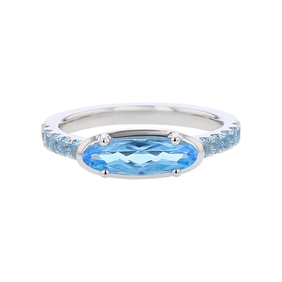 14K White Gold Blue Topaz Ring