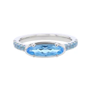 14K White Gold Blue Topaz Ring