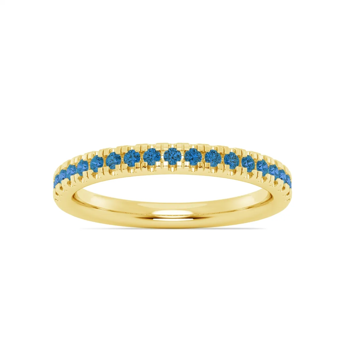 14K Yellow Gold Blue Topaz Band