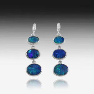 14KT WHITE GOLD OPAL EARRINGS