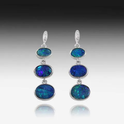 14KT WHITE GOLD OPAL EARRINGS