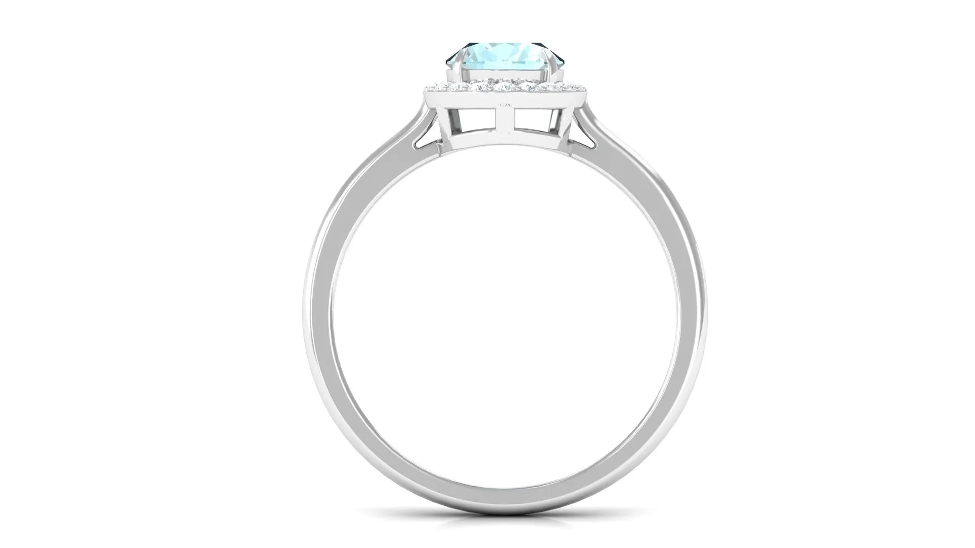 1.50 CT Oval Shape Sky Blue Topaz Engagement Ring with Diamond Halo