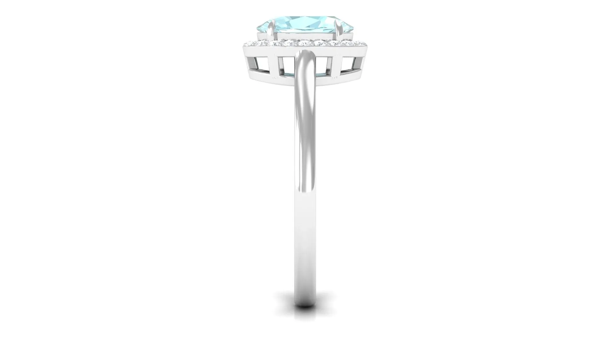 1.50 CT Oval Shape Sky Blue Topaz Engagement Ring with Diamond Halo