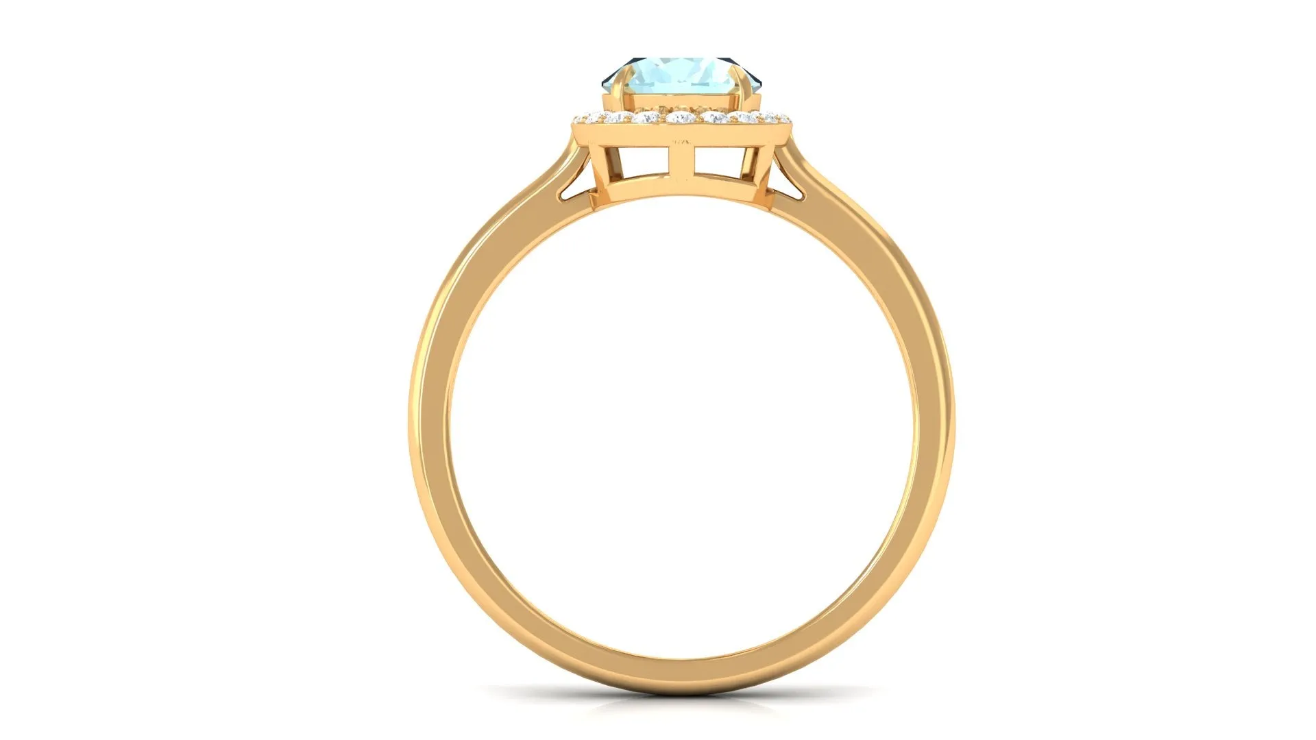 1.50 CT Oval Shape Sky Blue Topaz Engagement Ring with Diamond Halo