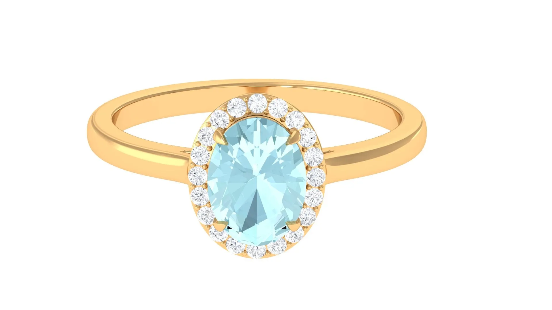 1.50 CT Oval Shape Sky Blue Topaz Engagement Ring with Diamond Halo