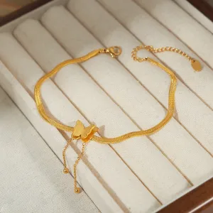 18K gold exquisite and noble butterfly design beach style anklet