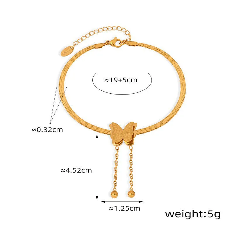 18K gold exquisite and noble butterfly design beach style anklet