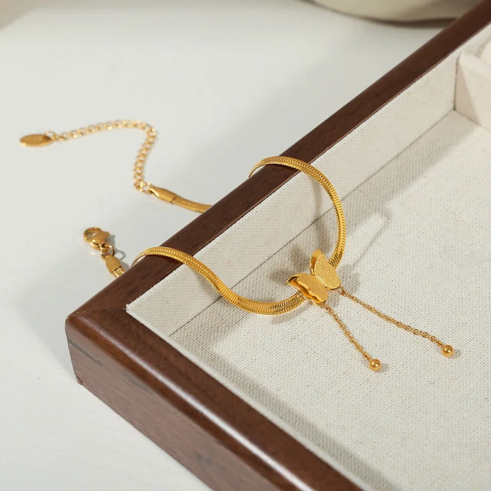 18K gold exquisite and noble butterfly design beach style anklet