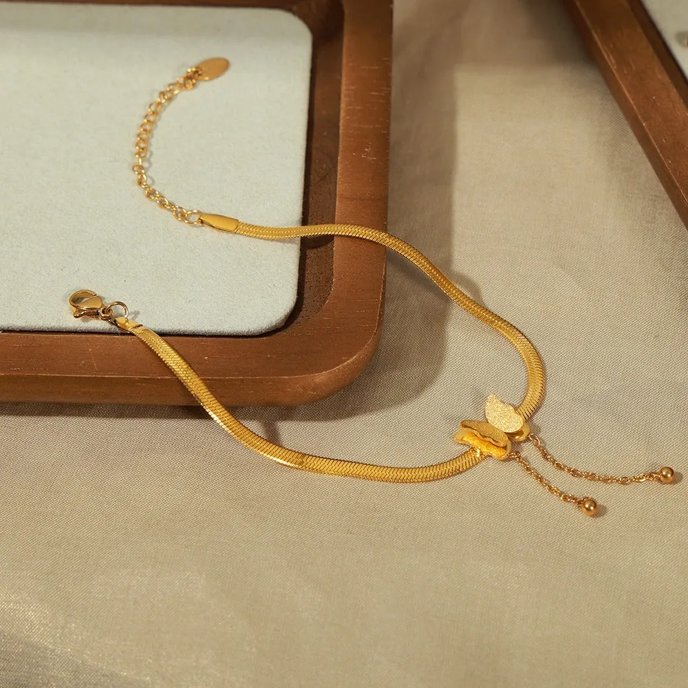 18K gold exquisite and noble butterfly design beach style anklet