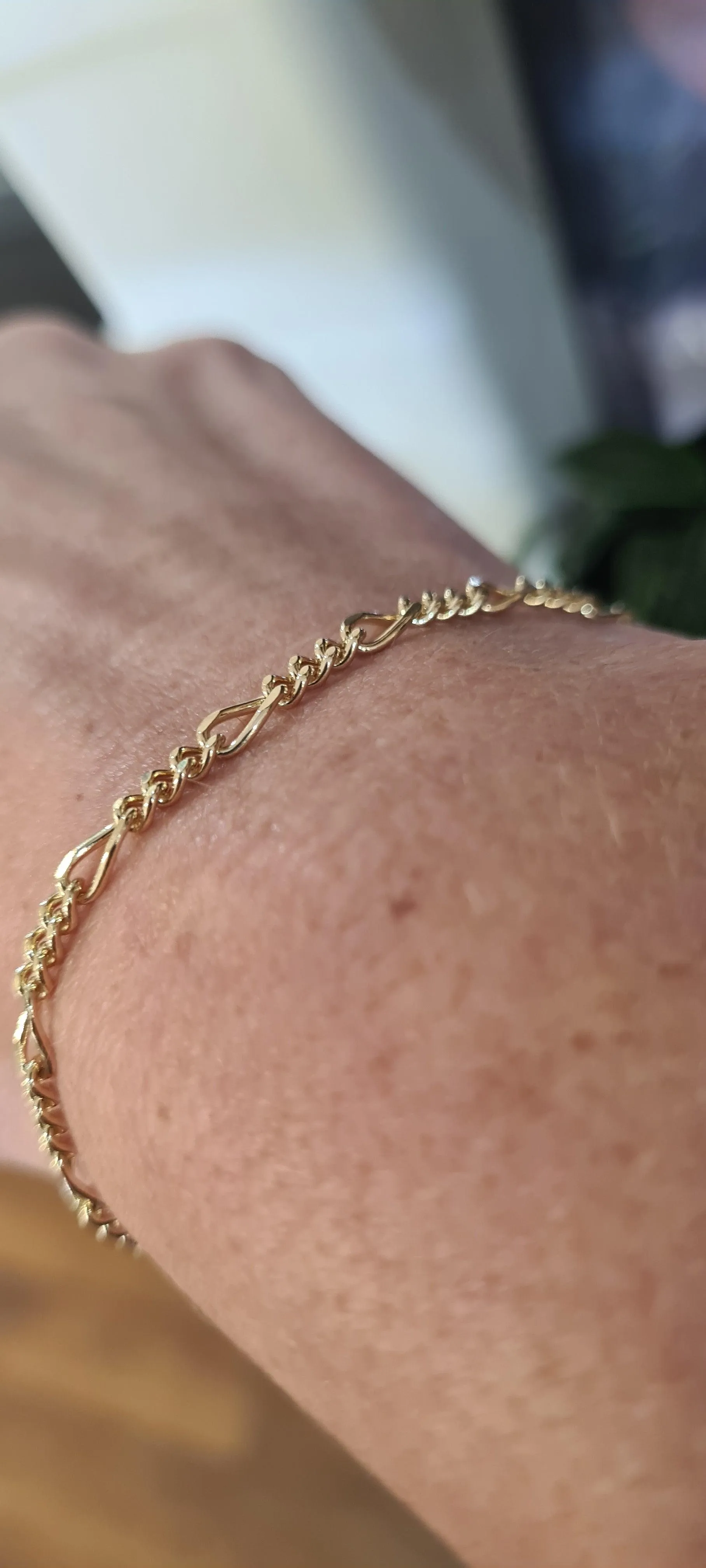21cm 9ct Gold Figaro Bracelet Chain