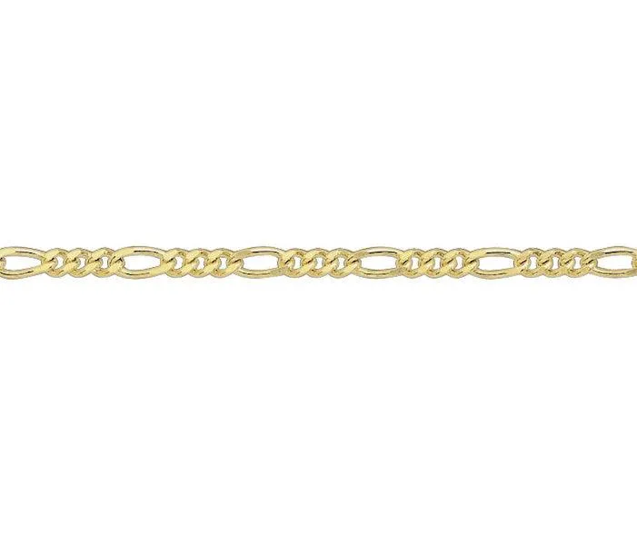 21cm 9ct Gold Figaro Bracelet Chain