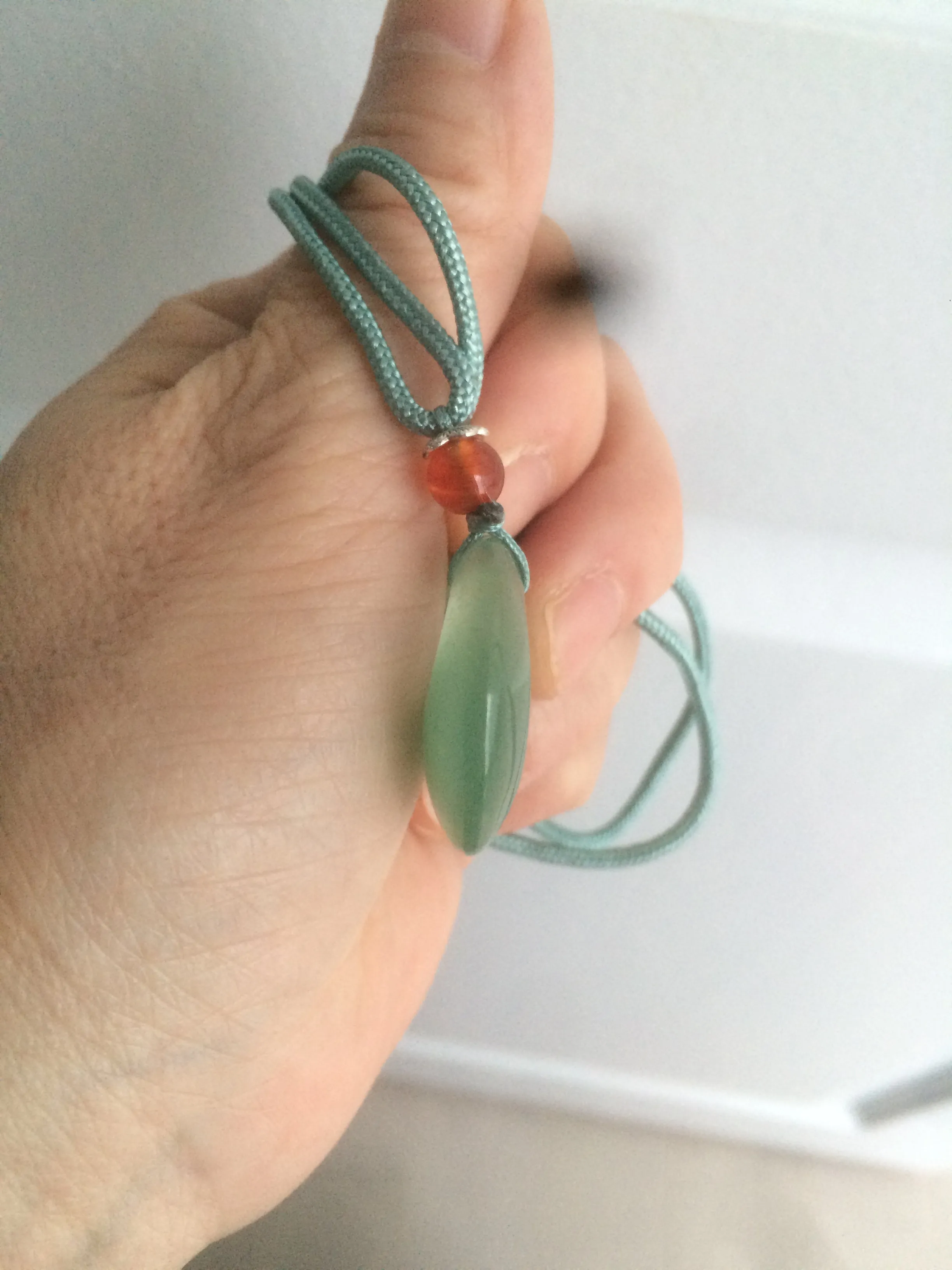 24.6mm Certified 100% natural green aventurine jade (东陵玉) necklace m41 (add-on item.)