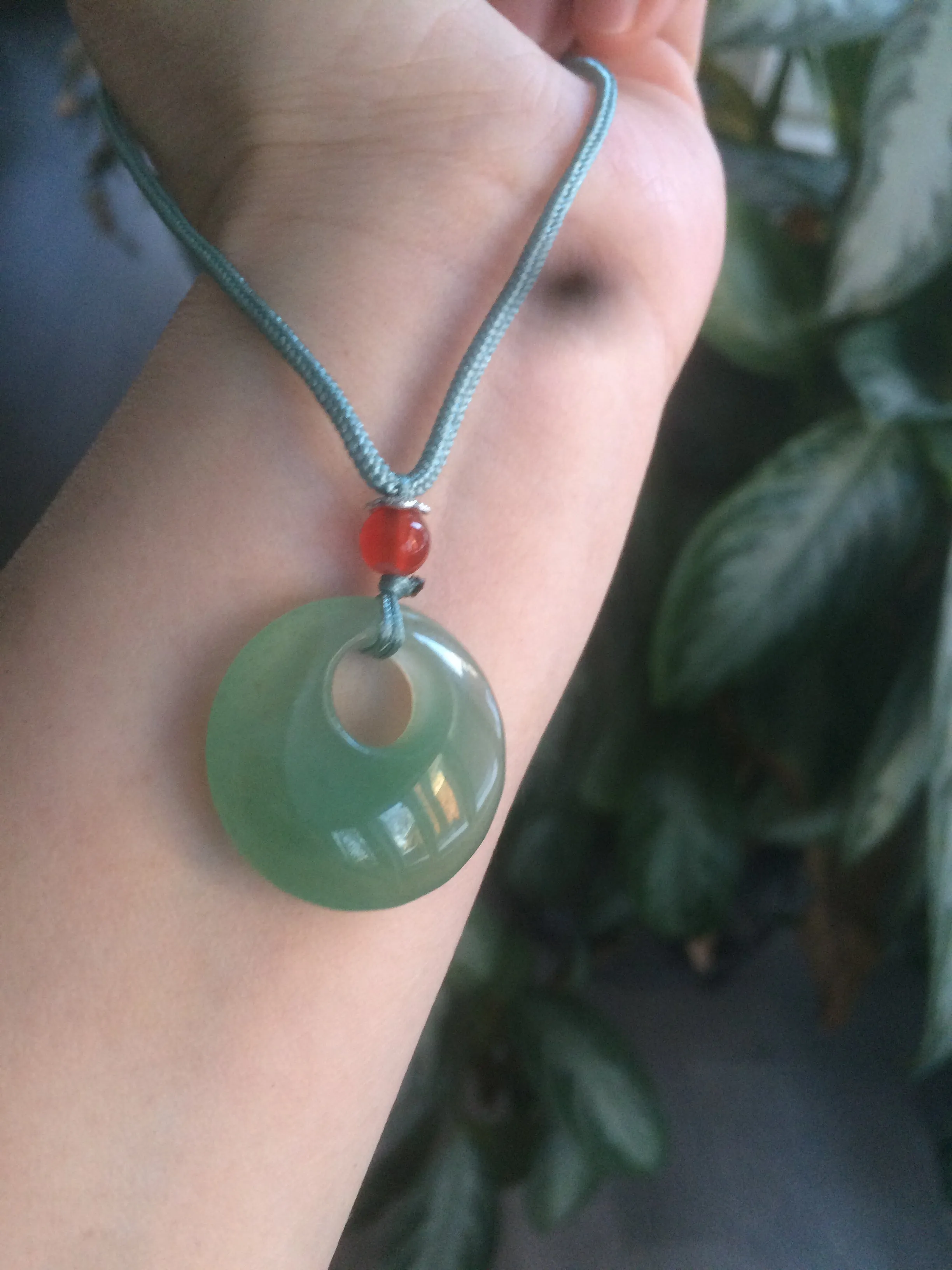 24.6mm Certified 100% natural green aventurine jade (东陵玉) necklace m41 (add-on item.)