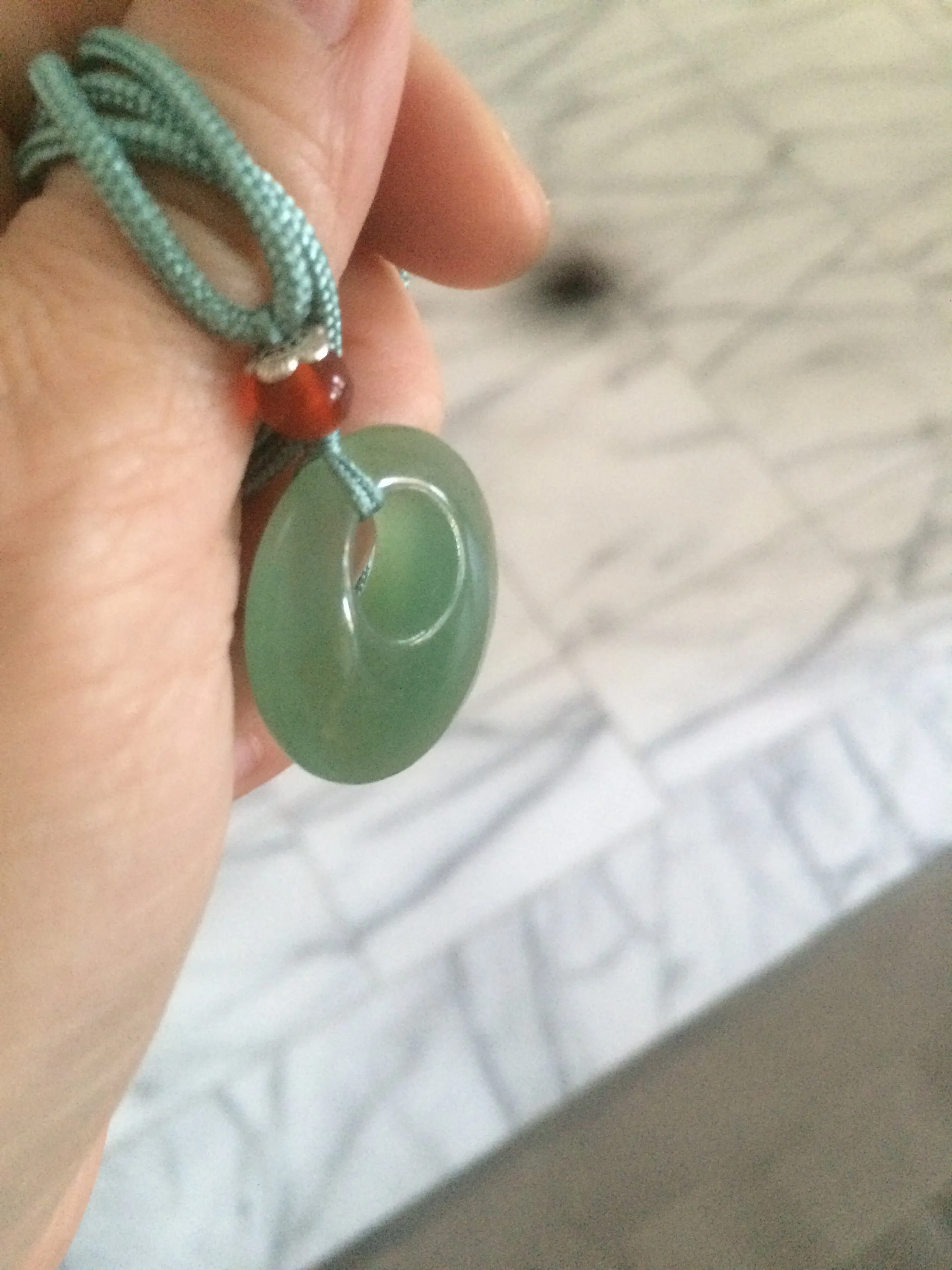 24.6mm Certified 100% natural green aventurine jade (东陵玉) necklace m41 (add-on item.)